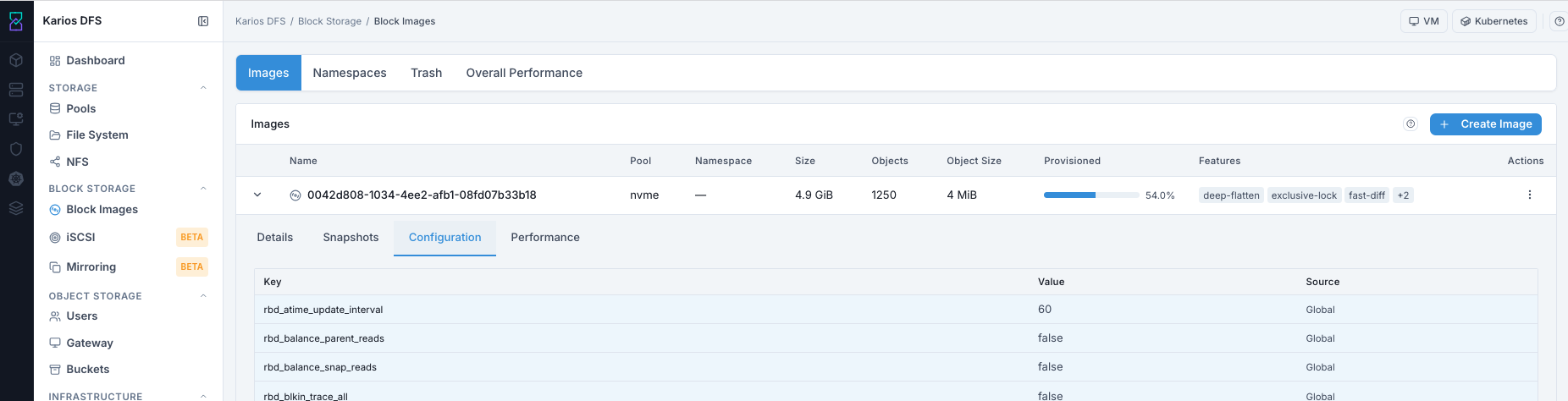 Block Images Configuration tab key value source table