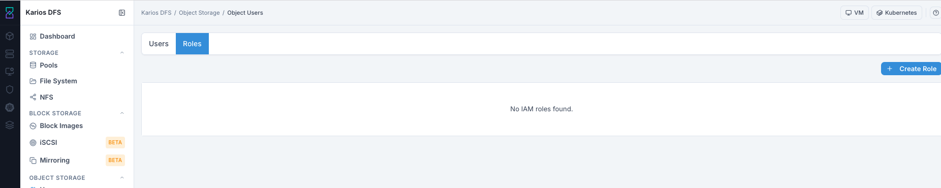 Object Users roles tab empty state